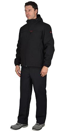 Костюм СИРИУС-АЗОВ с капюшоном черный софтшелл пл 350 г/кв.м, фото 2