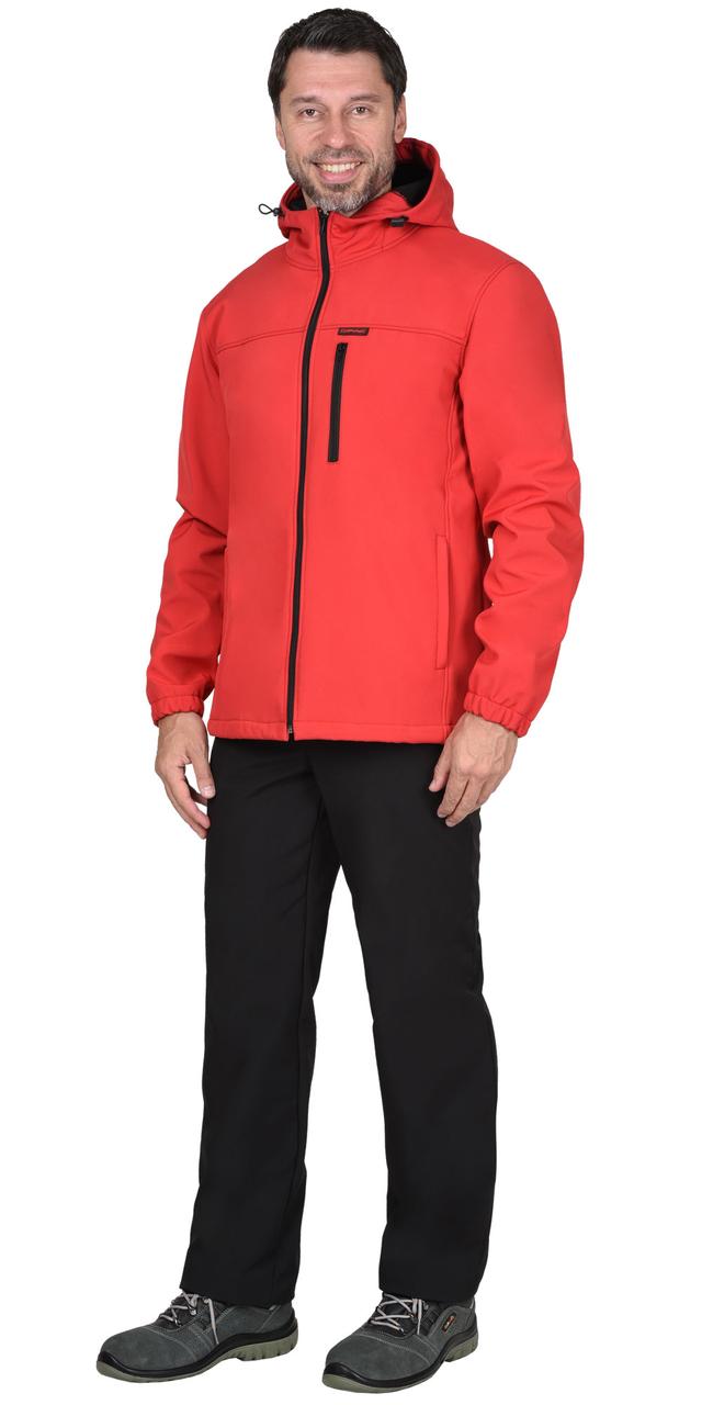 Куртка "СИРИУС-Азов" с капюшоном красная софтшелл пл 350 г/кв.м - фото 3 - id-p154235118