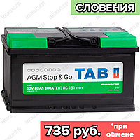 Аккумулятор TAB Stop & Go AGM / [213080] / 80Ah / 800А / Обратная полярность / 315 x 175 x 190