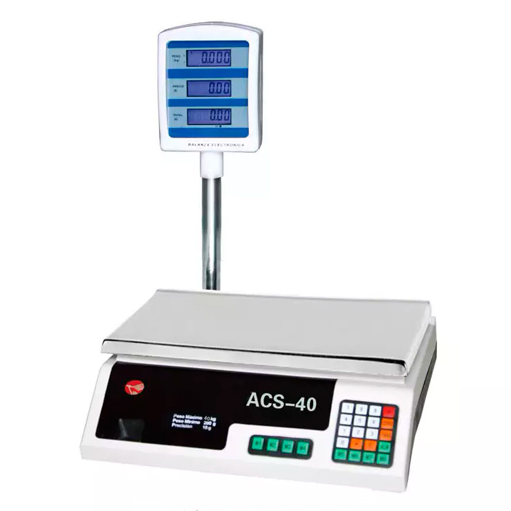 Электровесы до 40 кг со счётчиком цены (торговые весы) ACS-40