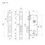 Корпус замка КЗВР-101 (85мм) (латунь полир.) НОРА-М, фото 3