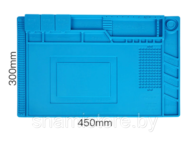 S-160 Коврик монтажный термостойкий магнитный (темно-синий) 450x300mm - фото 4 - id-p188352821