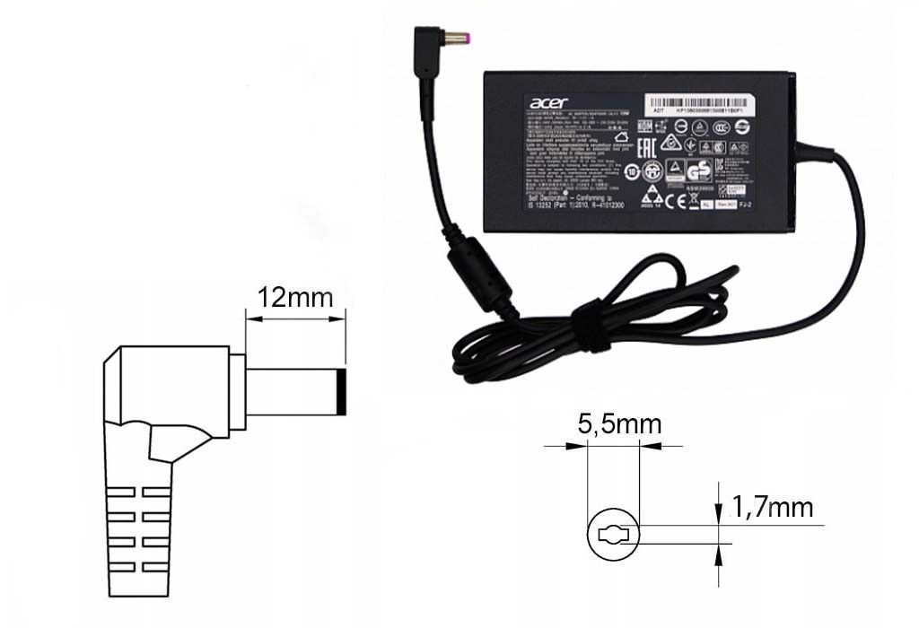 Оригинальная зарядка (блок питания) для ноутбука Acer ADP-135KB T, KP.13501.005,135W, штекер 5.5x1.7 мм