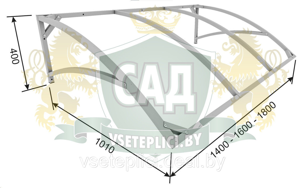 Козырек над входной группой (арка с ковкой и без) размер: 1.4 -1,6-1,8-2,0 - фото 4 - id-p2589202