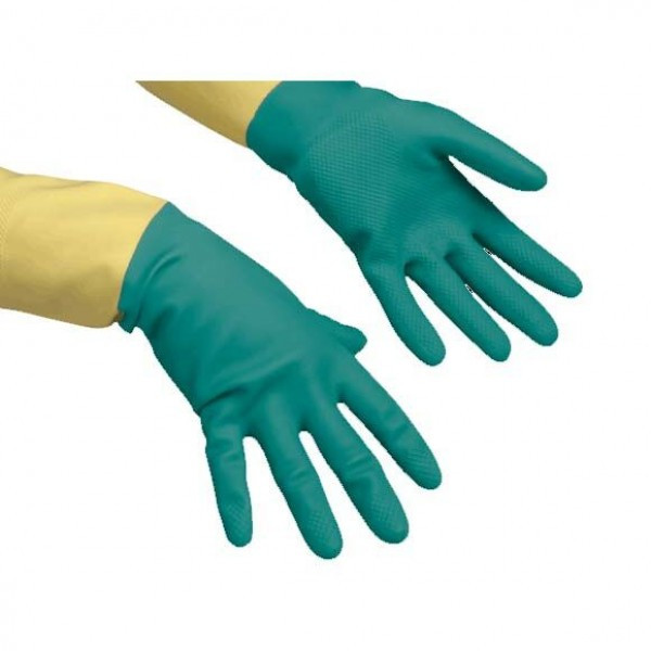 Перчатки усиленные резиновые VILEDA, р.L, цв.зеленый/желт. - фото 1 - id-p188353051