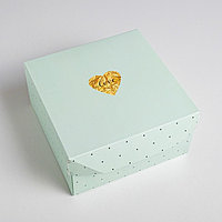 Коробка из картона «Нежный горошек», 17*9*17 см, фото 1