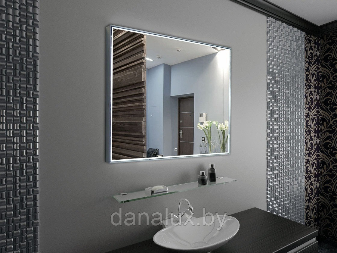 Зеркало с подсветкой Континент Sting LED 90х70 алюминиевый корпус - фото 1 - id-p187410700