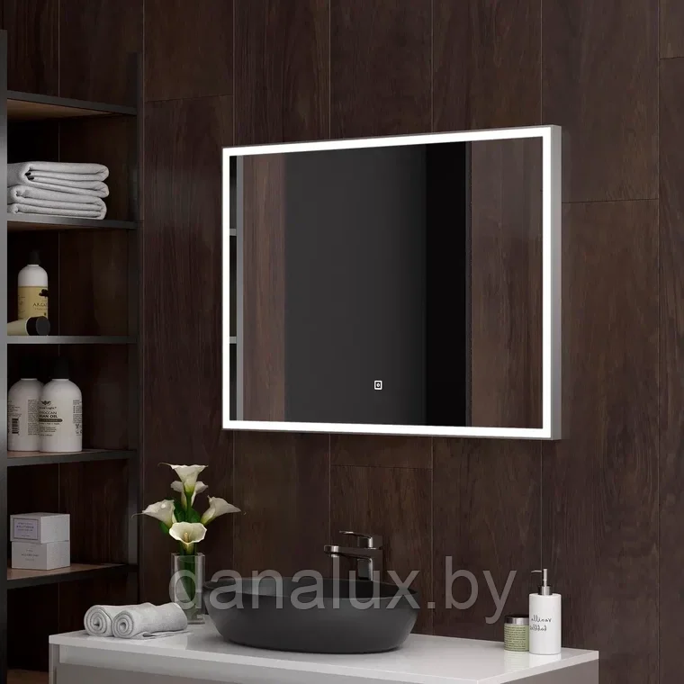 Зеркало с подсветкой Континент Sting LED 90х70 алюминиевый корпус - фото 3 - id-p187410700