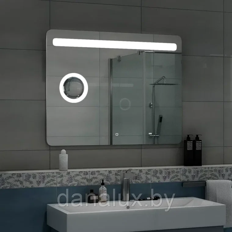Зеркало с подсветкой Континент Fibra LED 100x70 с увеличительным зеркалом - фото 2 - id-p187410822