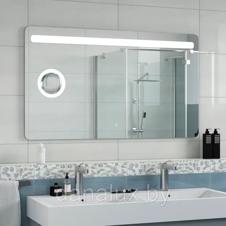 Зеркало с подсветкой Континент Fibra LED 120x70 с увеличительным зеркалом - фото 3 - id-p187410823