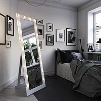 Зеркало напольное с подсветкой Континент Гримерное белое (20 ламп) 60х175