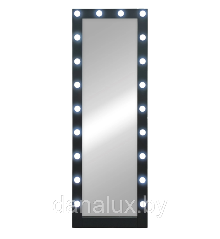 Зеркало напольное с подсветкой Континент Гримерное черное (20 ламп) 60х175 - фото 2 - id-p187410913