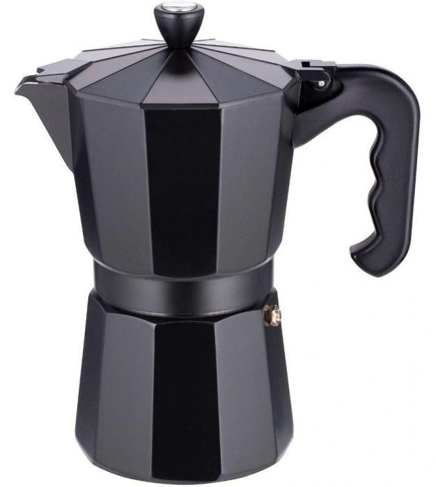 Гейзерная кофеварка на 9 чашек TECO TC-402-9 CUPS 450 мл черная алюминиевая - фото 1 - id-p188387814