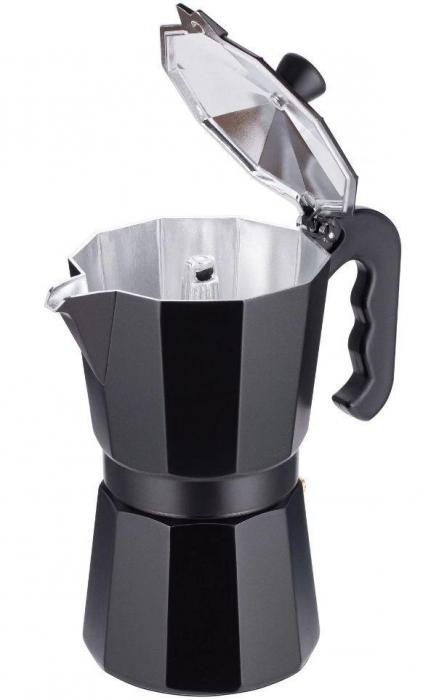 Гейзерная кофеварка на 9 чашек TECO TC-402-9 CUPS 450 мл черная алюминиевая - фото 3 - id-p188387814