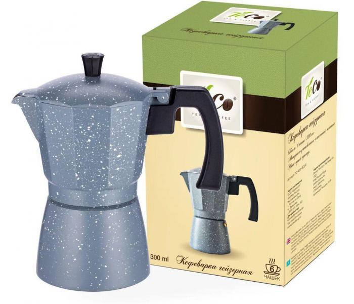 Гейзерная кофеварка на 6 чашек TECO TC-403-6 CUPS 300 мл мрамор алюминиевая - фото 4 - id-p188387815