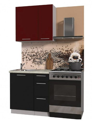 Кухня Интерлиния Мила Пластик 0.8 А черный/бордо, фото 1