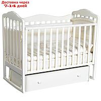 Детская кровать "Кедр" Helen-4, универсальный маятник, фигурная спинка, ящик, цвет белый