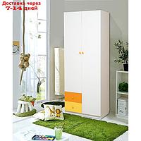 Шкаф 2-х дверный с ящиками "Радуга", 800 × 490 × 2100 мм, цвет белый/оранжевый/жёлтый