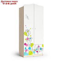 Шкаф 2-х дверный с ящиками Flowers, 800х450х1890, Шимо светлый