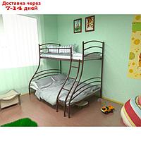 Двухъярусная кровать "Глория", 120 × 200 см, металл, лестница справа, цвет коричневый