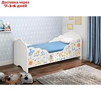 Кровать детская "Малышка №3", 1400 × 700 мм, лдсп, цвет белый / фотопечать для мальчиков