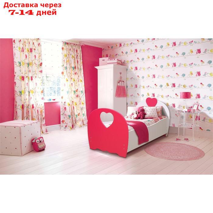 Кровать детская "Сердце", 800 × 1600 мм, цвет белый/красный - фото 1 - id-p188404572