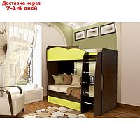 Кровать детская двухъярусная "Юниор-2.1", 2042 × 1160 × 1800 мм, цвет венге/лайм