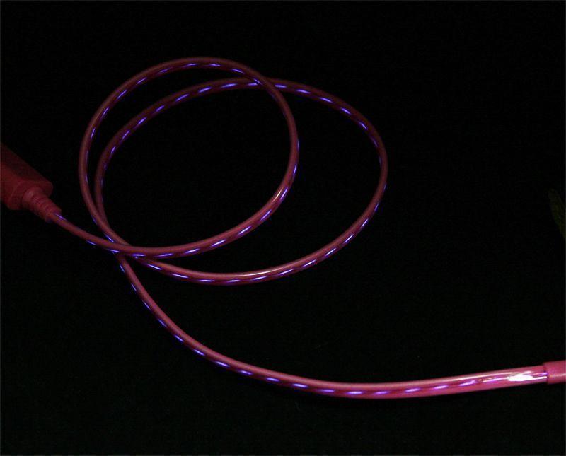 LED USB Дата-кабель Lightning Dock для Apple 8-pin (розовый, коробка)