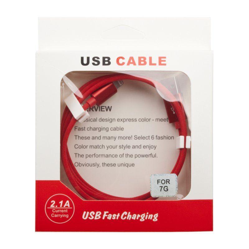 USB Lightning Cable для Apple 8-pin USB Fast Charging (красный, коробка)