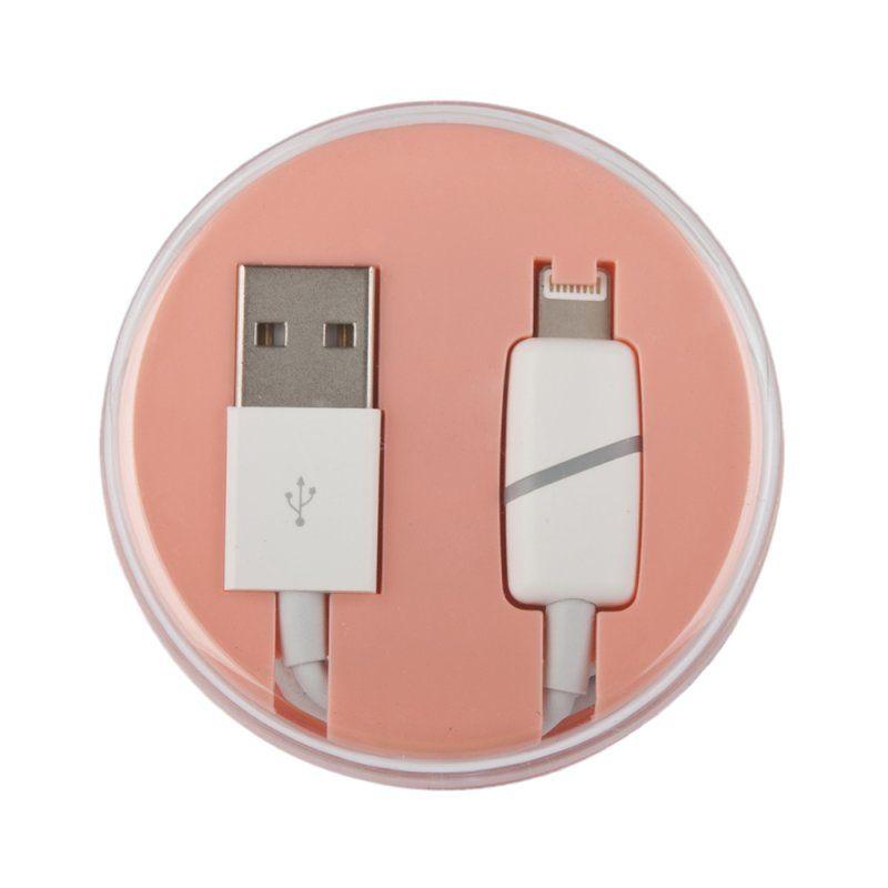 USB Дата-кабель для Apple 8-pin с индикацией зарядки (белый, круглая коробка)