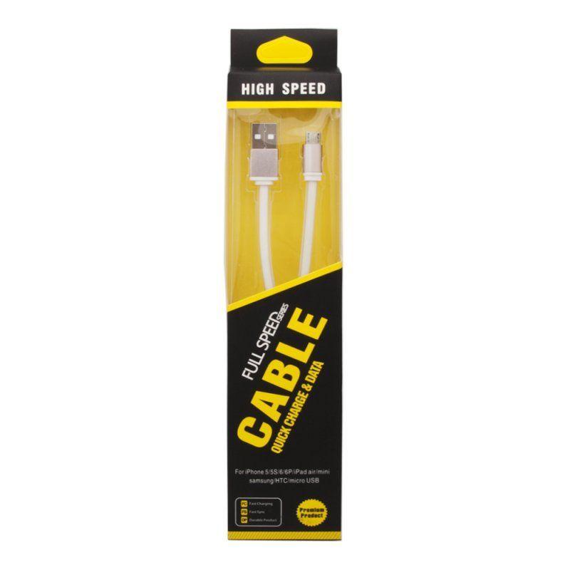 USB Дата-кабель Cable MicroUSB плоский мягкий силикон, 1 метр, белый