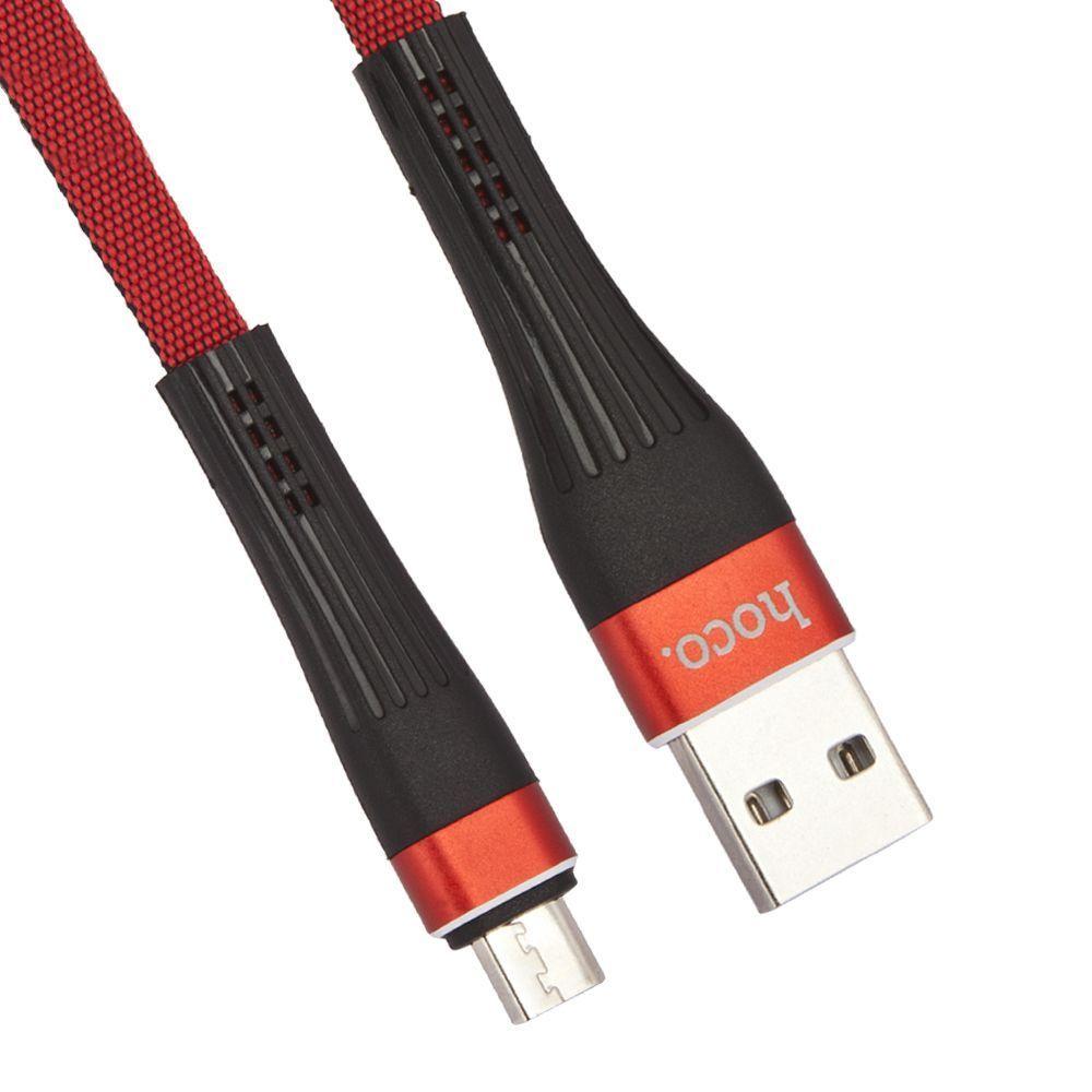 USB кабель Hoco U39 Slender Charging Data Cable Micro, 1.2 м (красный, черный)