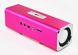 Портативная колонка "LP" K-101, розовые (Металл+3, 5 мм+USB+microSD+заменяемый АКБ+FM радио) (коробка)