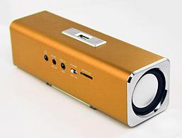 Портативная колонка "LP" K-101 Золото (Металл+3, 5 мм+USB+microSD+заменяемый АКБ+FM радио) (коробка)