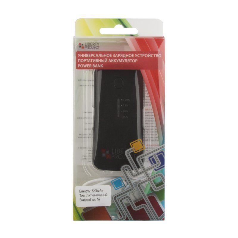 Внешний АКБ "LP" 5200 мАч Li-ion USB + фонарик (черный/коробка)