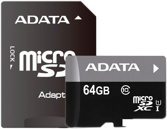 Карта памяти A-Data Premier microSDXC UHS-I U1 Class 10 64GB (AUSDX64GUICL10-RA1) - фото 1 - id-p188452002