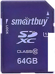 Карта памяти Smart Buy SDXC UHS-I U1 Class 10 64GB (SB64GBSDXC10) - фото 1 - id-p188444382