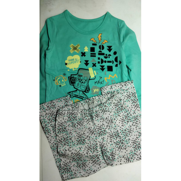 Пижама для мальчика Свiтанак фуфайка+брюки (зеленая) р-р 110,116-60 - фото 1 - id-p188455552