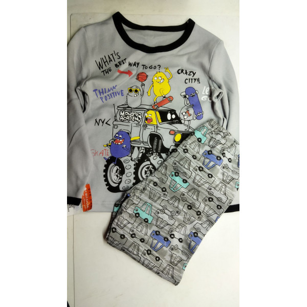 Пижама для мальчика Свiтанак фуфайка+брюки (светло-серый)р-р 92,98-56 - фото 1 - id-p188455562