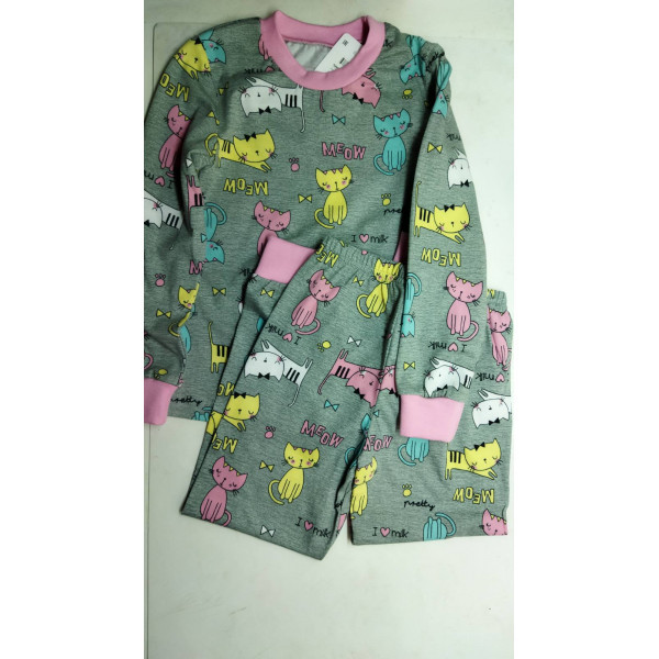 Пижама для девочки Свiтанак фуфайка+брюки (серый) р-р 98,104-52 - фото 1 - id-p188455576