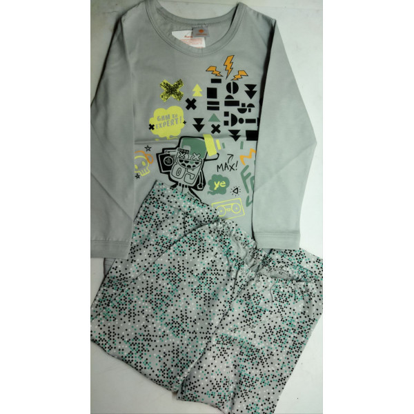 Пижама для мальчика Свiтанак фуфайка+брюки (светло-серый+рассыпной) р-р 98,104-56 - фото 1 - id-p188455581