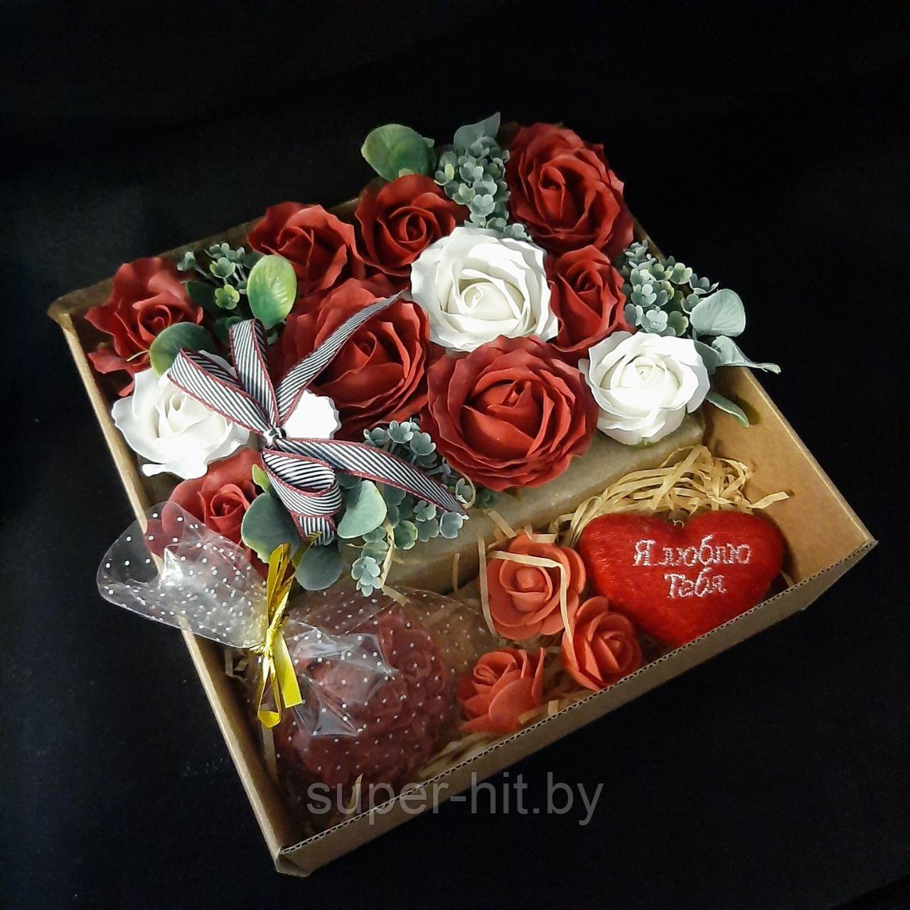 Подарочный набор  «МОЕМУ АНГЕЛУ»  (композиция роз из мыла в подарочной коробке)