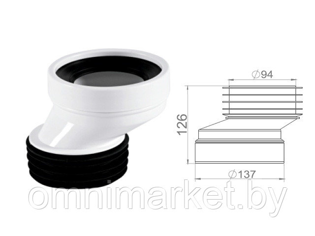 Соединитель  для унитаза эксцентриковый 40 мм, NOVA