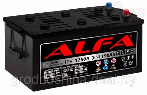 Аккумулятор ALFA 6СТ-190 (190 Ah), 1250а, 513х189х223 мм. - фото 1 - id-p145034058
