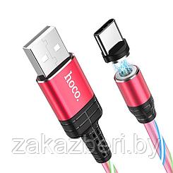 USB кабель Hoco U90 Ingenious Streamer Charging Cable For Type-C, 1 метр, красный