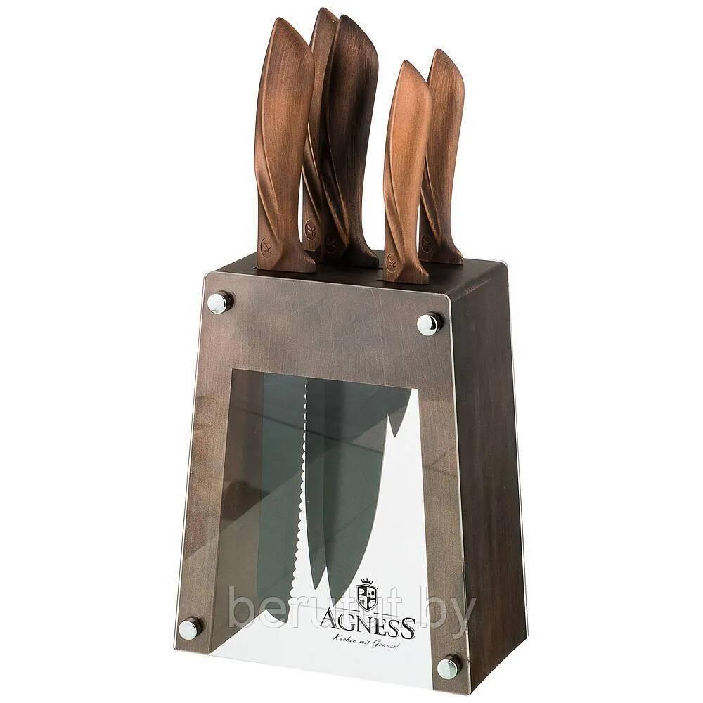 Набор ножей Agness на подставке, 6 предметов - фото 1 - id-p188476213