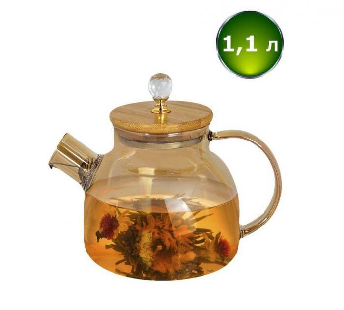 Стеклянный заварочный чайник GREENBERG GB-5567 заварочник для заварки чая