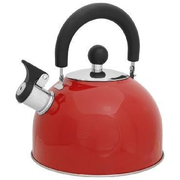 Чайник со свистком из нержавейки металлический MALLONY MAL-039-R 2,5л красный индукционный - фото 1 - id-p188236352