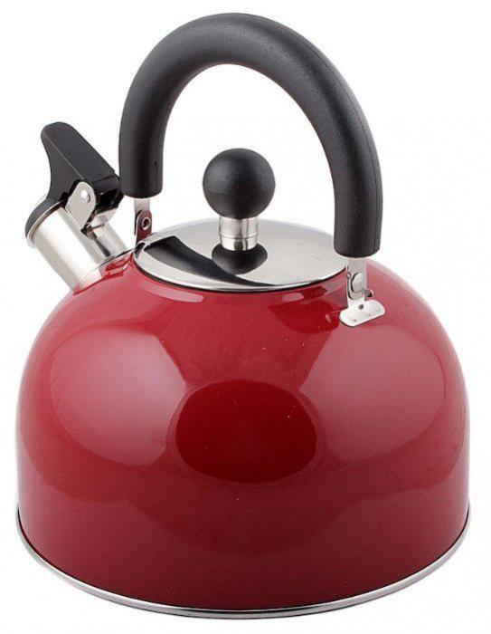 Чайник со свистком из нержавейки металлический MALLONY MAL-039-R 2,5л красный индукционный - фото 2 - id-p188236352