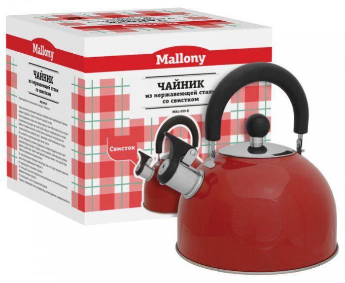 Чайник со свистком из нержавейки металлический MALLONY MAL-039-R 2,5л красный индукционный - фото 4 - id-p188236352